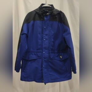 Vintage Carhartt Men L Blue Anorak Rain Jacket Coat Mesh Lined Workwear